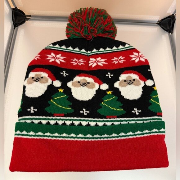 Christmas Festive Adults & Kids Light Up Pom-Pom Beanie One Size New - Picture 4 of 4